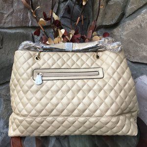 d'Orcia Magnolia Quilted Shopper Handbag, Gold